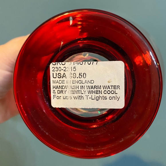 Pair of Red/Teal Hurricane Tea light Candleholders - Picture 5 of 5